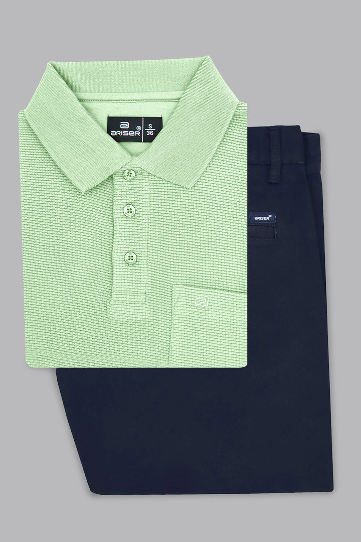 mint green waffle polo t shirt men