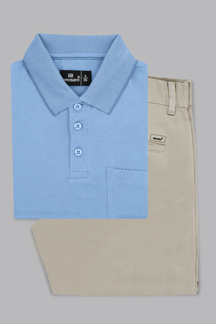 Pastel blue polo t shirt combo for men
