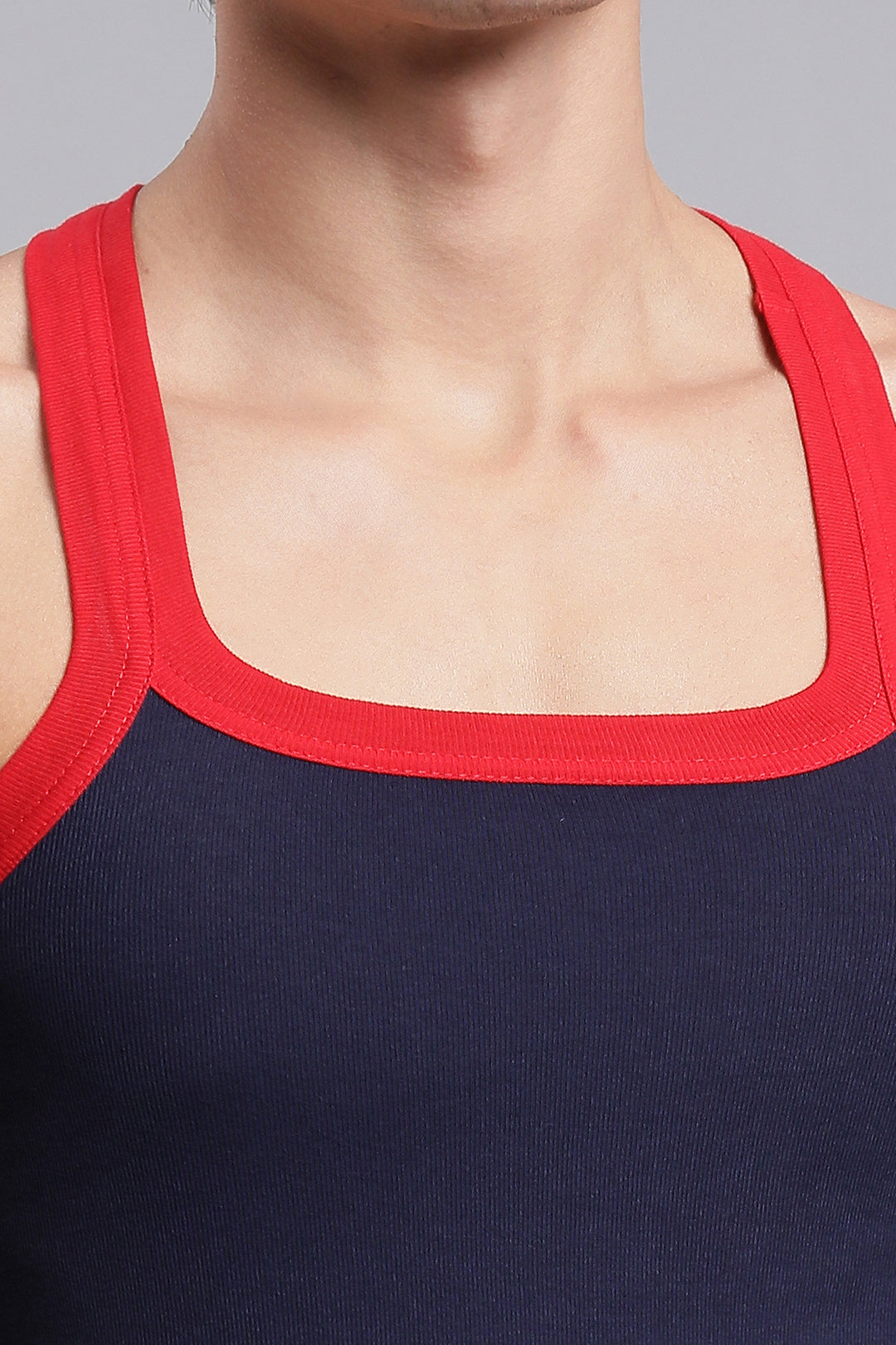 Style Vest RIB - Navy Blue Cotton Vest for Men | Uathayam