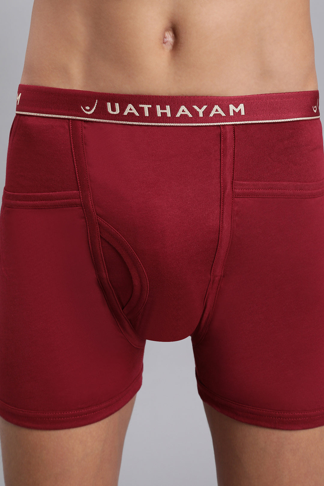 Uathayam men’s cotton trunks dark red