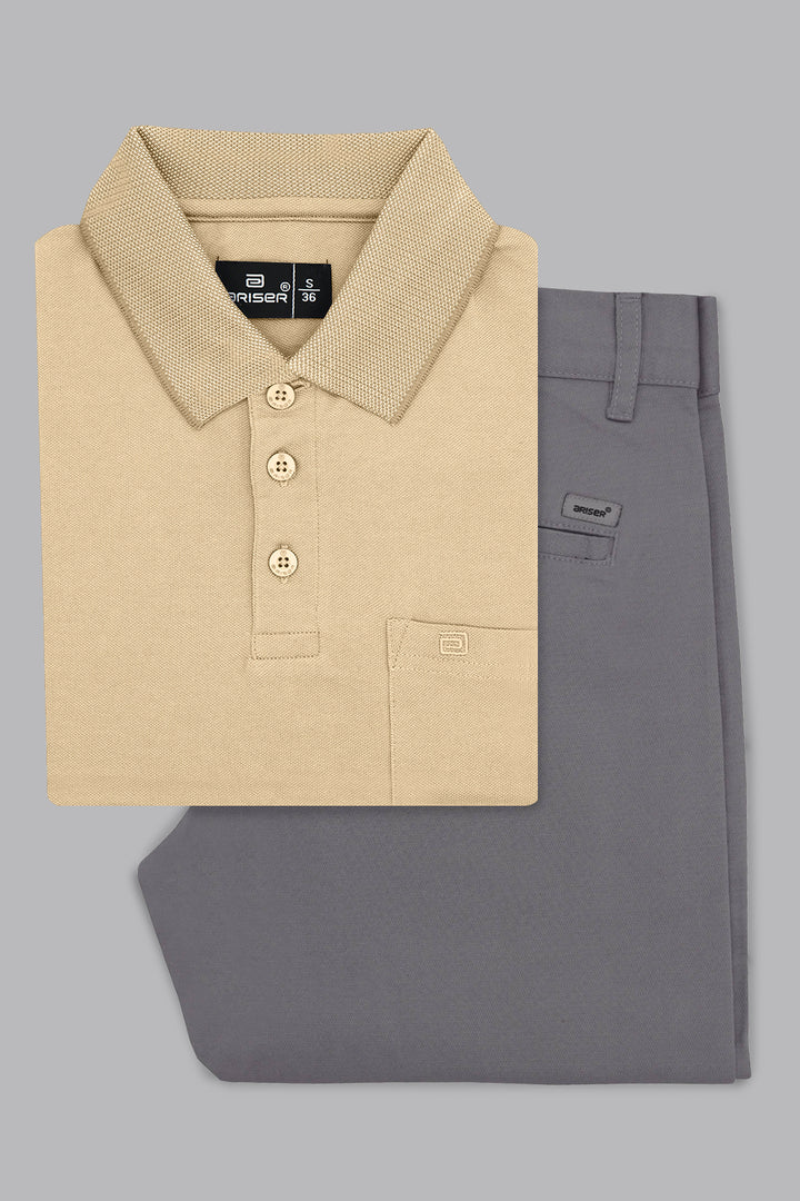 Coral peach polo t shirt combo for men