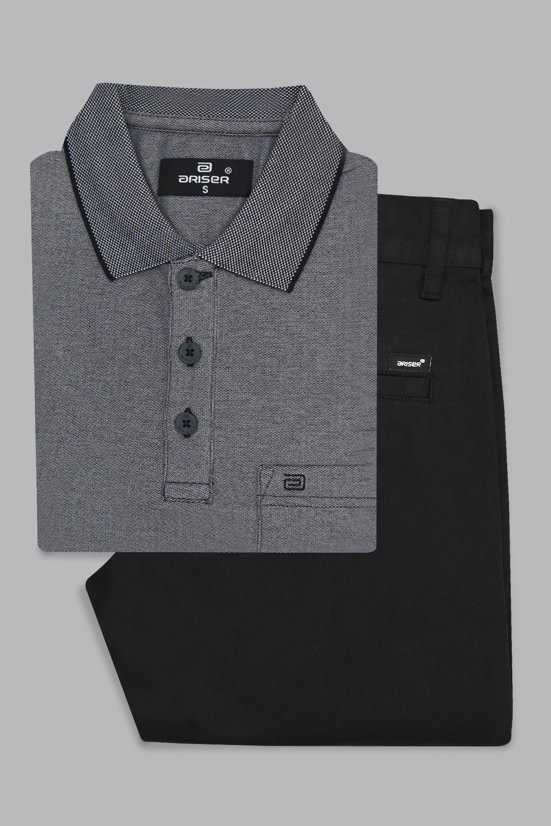 Black grey polo t shirt combo for men