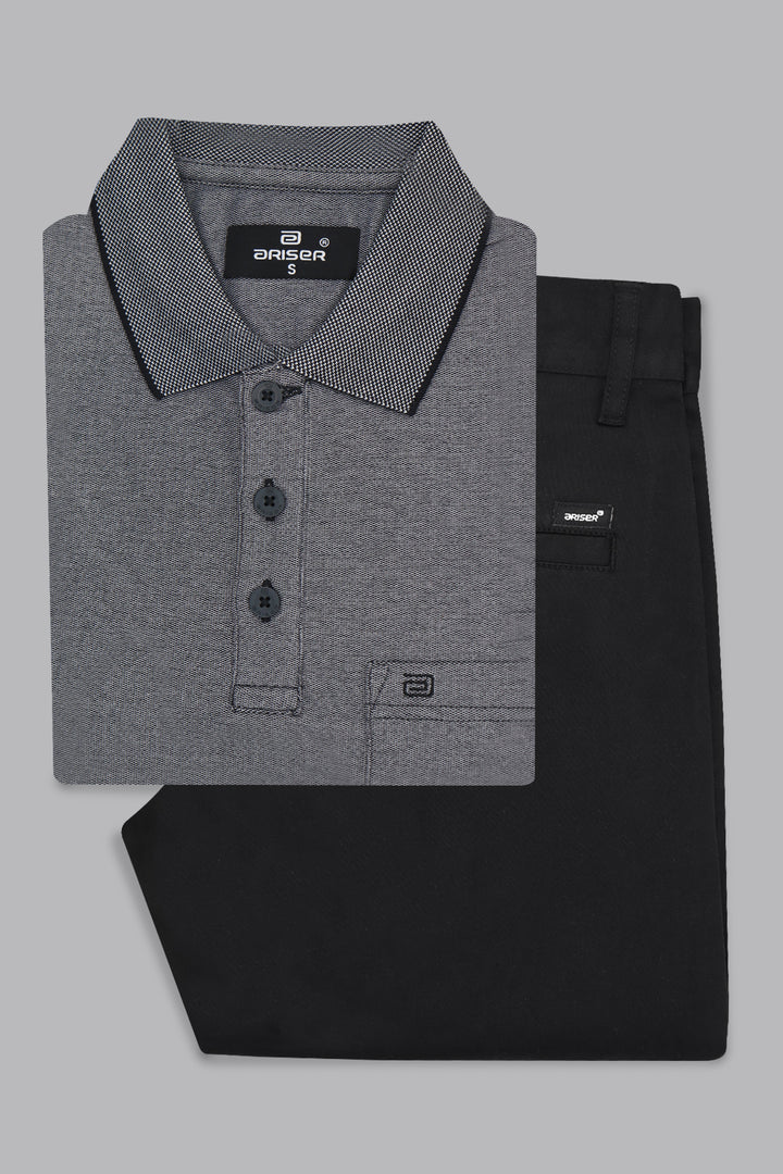 Black grey polo t shirt combo for men