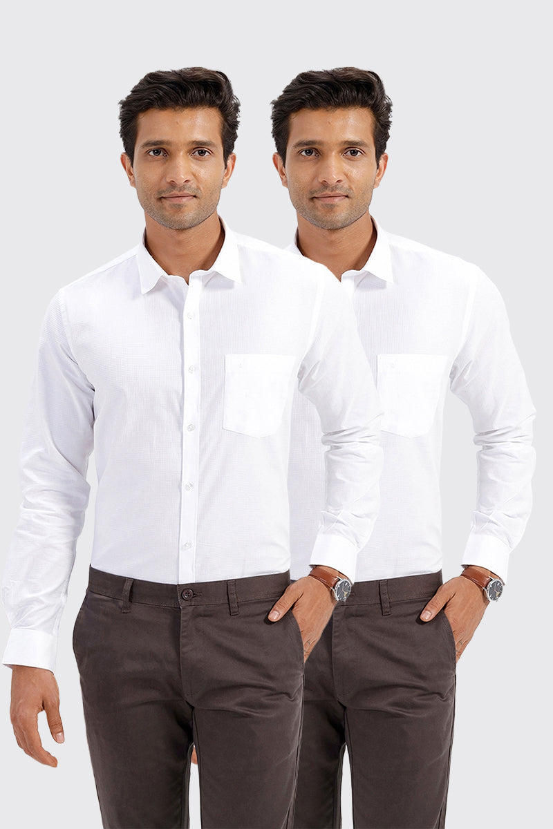 Men’s waffle cotton formal white shirt 