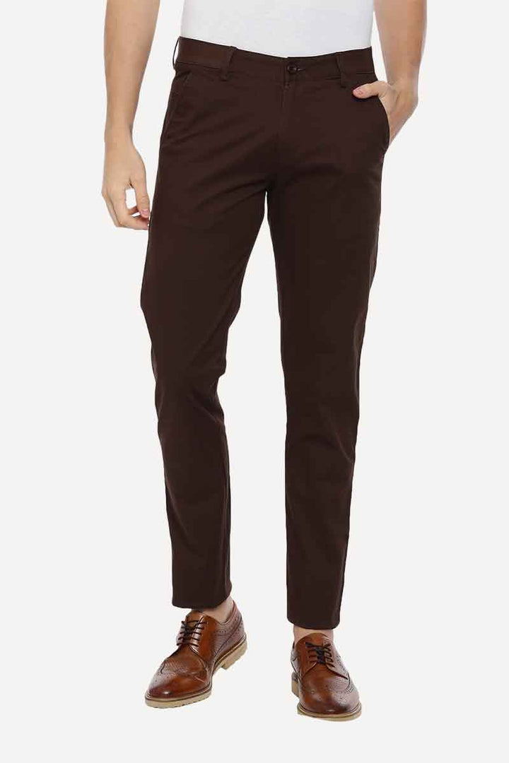 Brooklyn - Coffee Brown Cotton Lycra Trousers TR19010