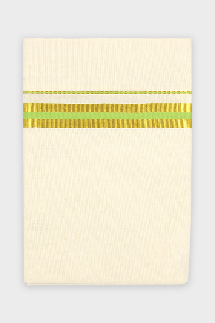 Men's Unesco Korra Lime Green Double Layered Fancy Border Dhoti