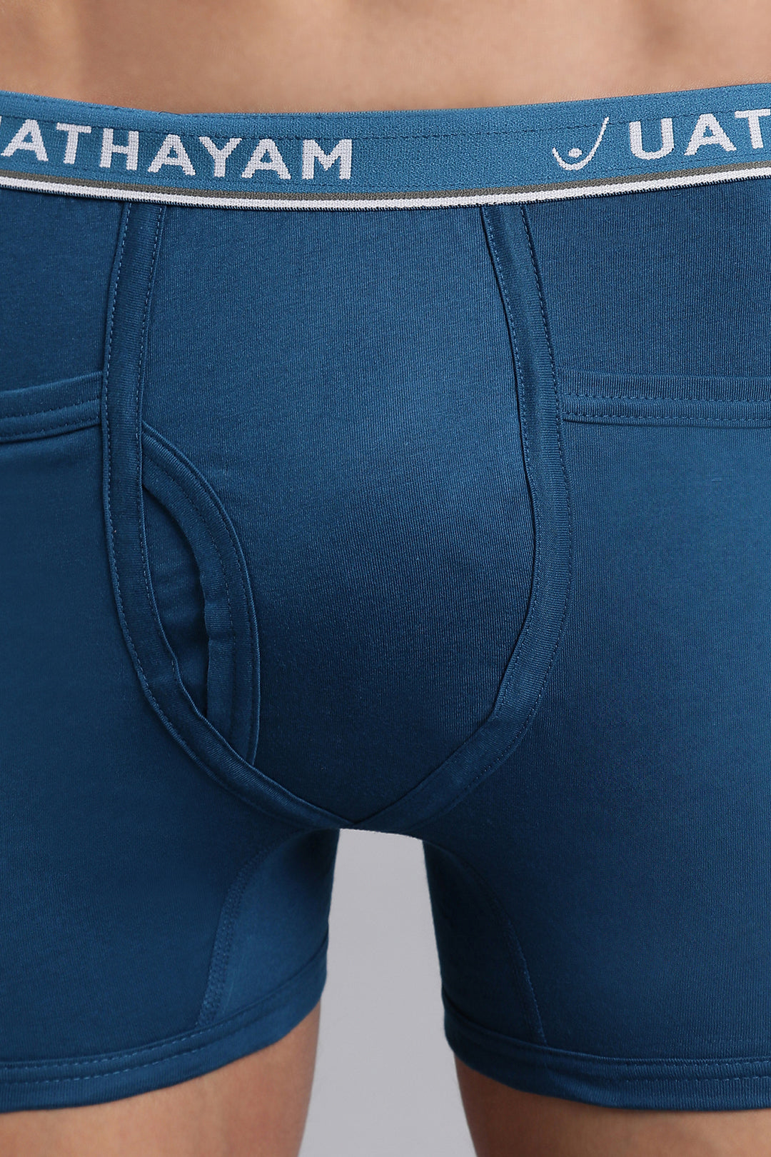 Men outer elastic trunks ocean blue Uathayam