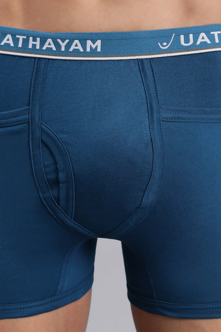 Men outer elastic trunks ocean blue Uathayam