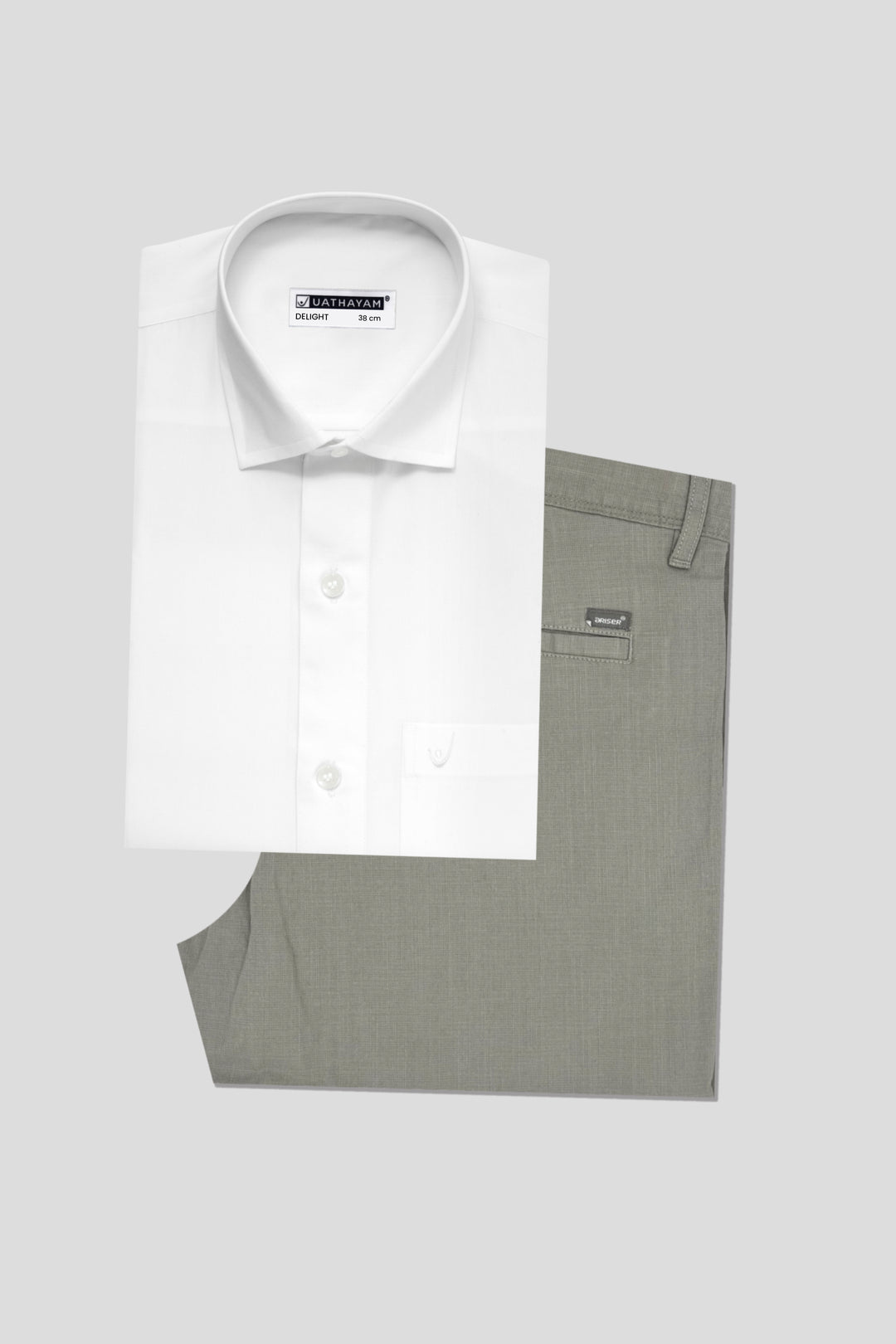 White formal shirt with gray pant