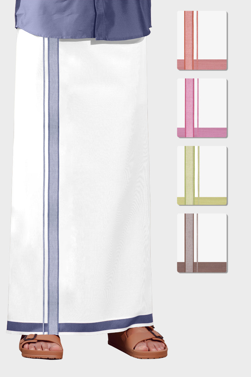 Unique Navya - Pink Smooth Cotton Double Dhoti With Fancy Borders | Uathayam