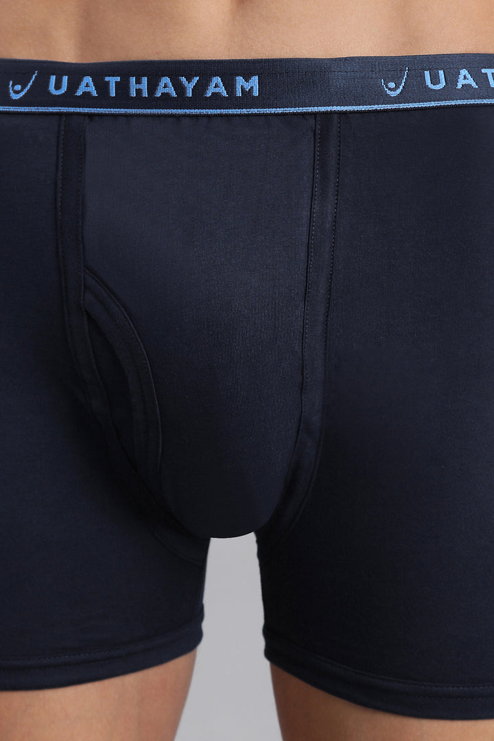 Ultimate Fine -  Ink Blue With Outer Elastic Trunks For Men | Uathayam