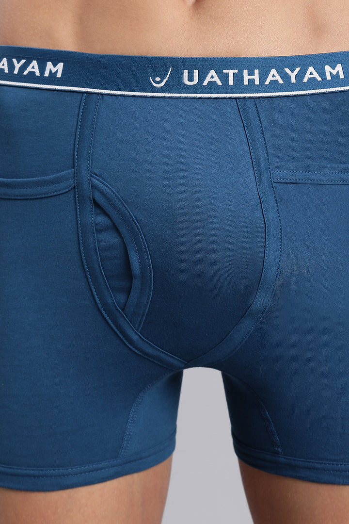 Men outer elastic trunks dark blue Uathayam