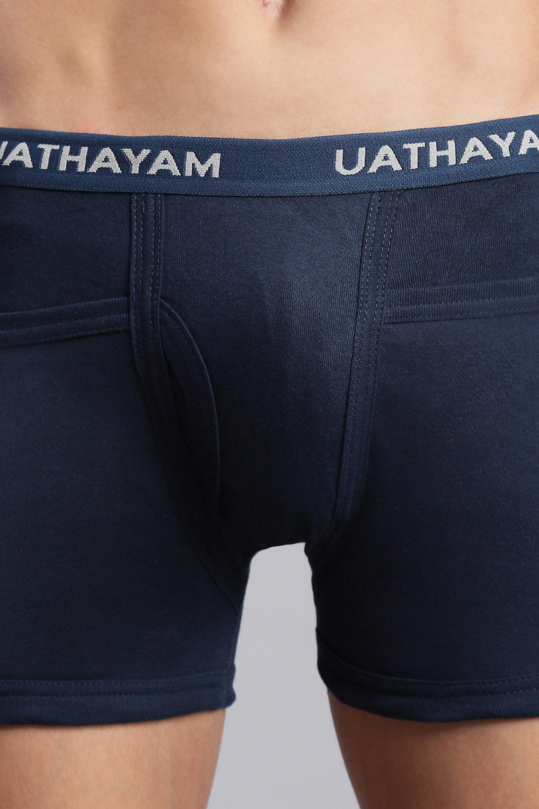 Dark navy men’s trunks cotton rib fabric with branded waistband