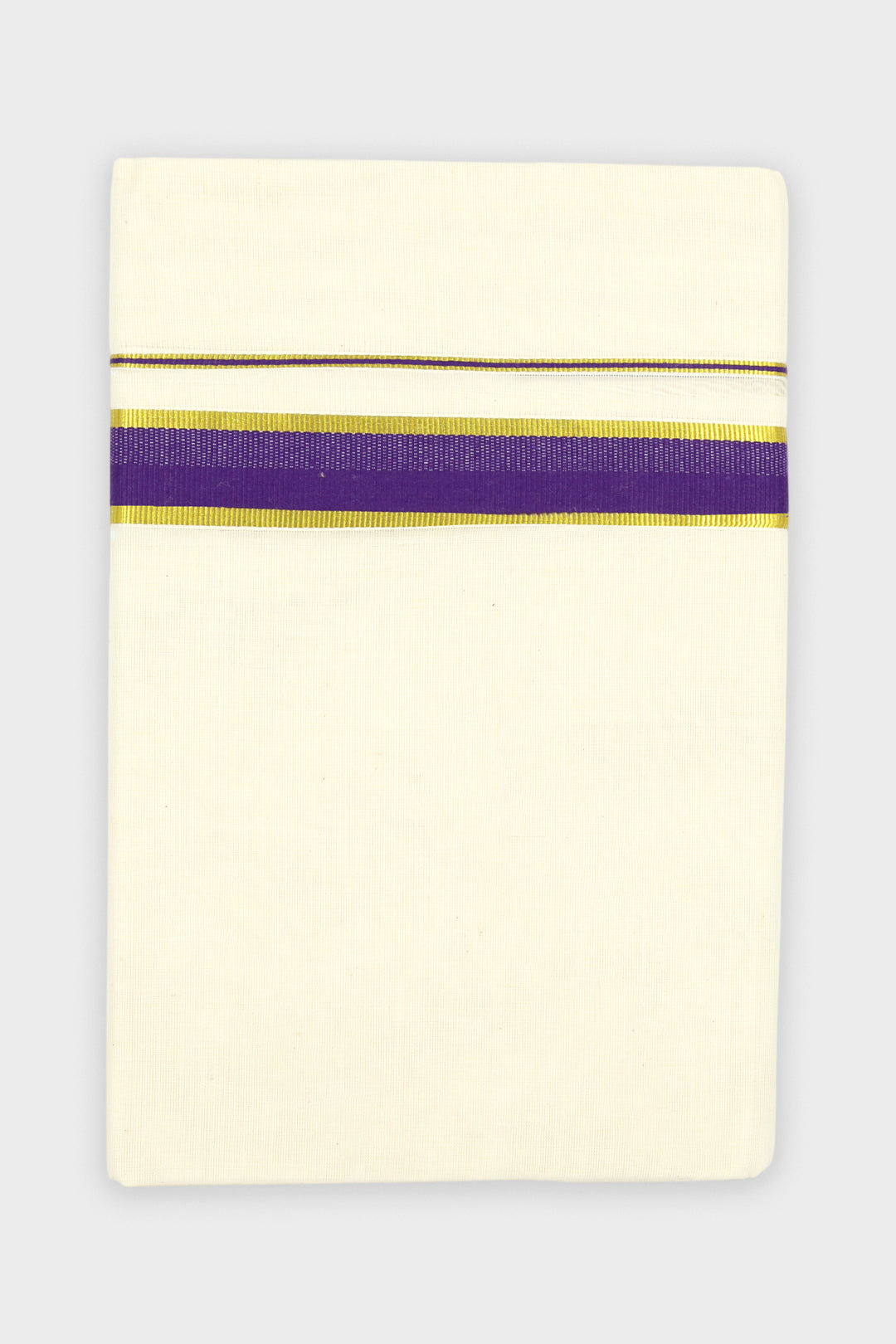 Men's Samudra Korra Purple Double Layered Fancy Border Dhoti