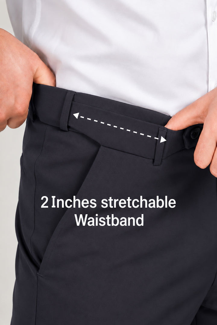 Auto Flex -  Midnight Steel Navy Stretchable Formal Trousers For Men | Ariser