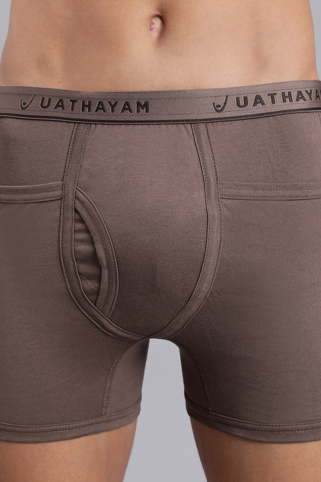 Men outer elastic trunks mushroom brown Uathayam