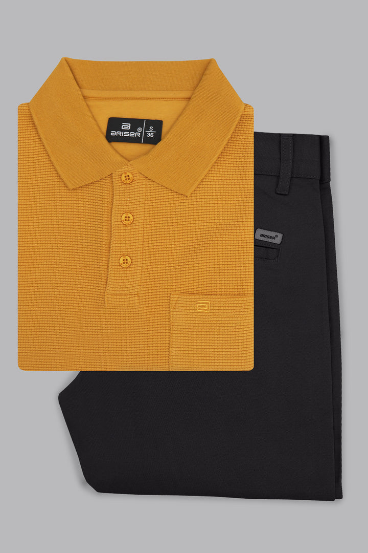 harvest gold waffle polo t shirt men