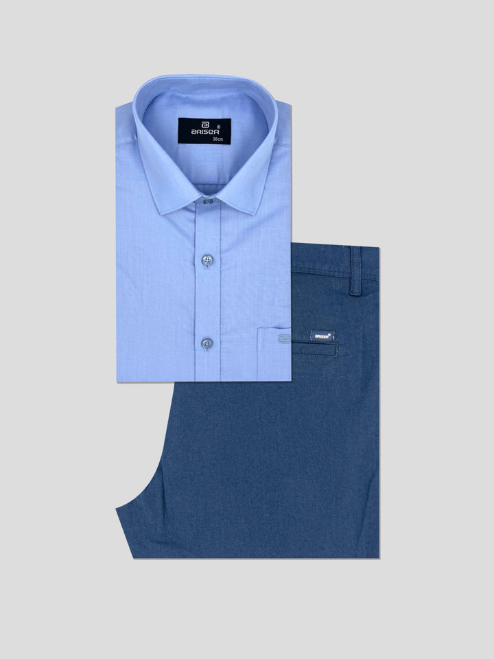 Super Soft + Kansas - Blue Shirt With Blue Trouser Combo For Men | Ariser