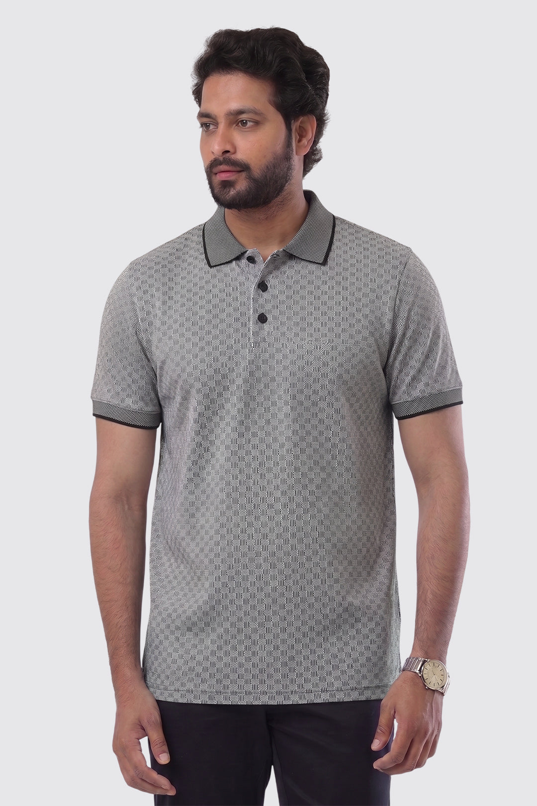 Black Micro Pattern T-Shirt for Men