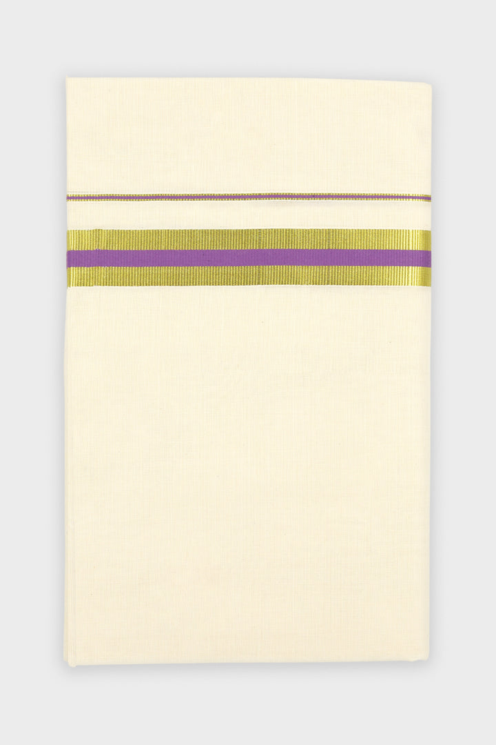 Men's Unesco Korra Purple Double Layered Fancy Border Dhoti