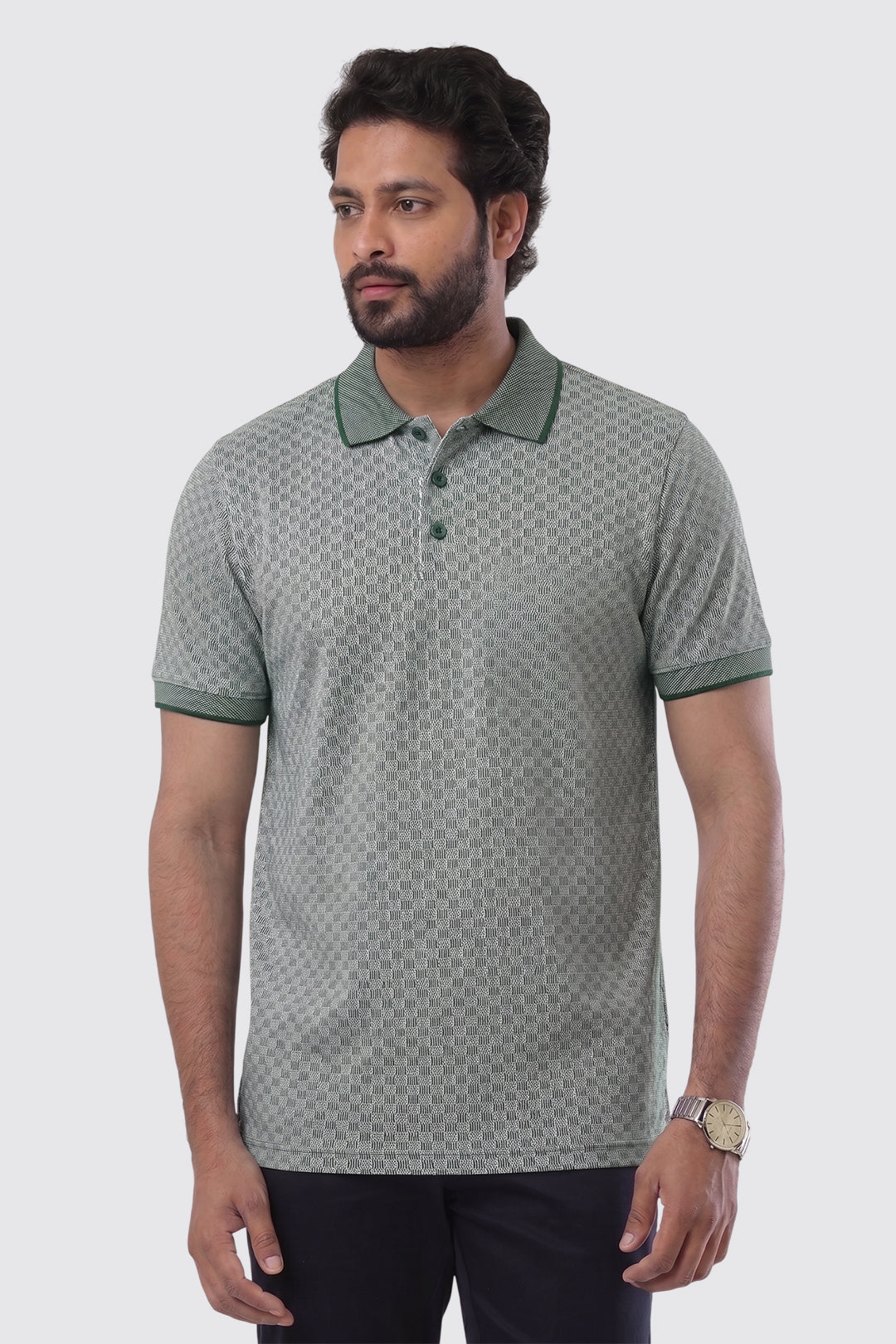 Casual Micro Pattern Polo T-Shirt for Men