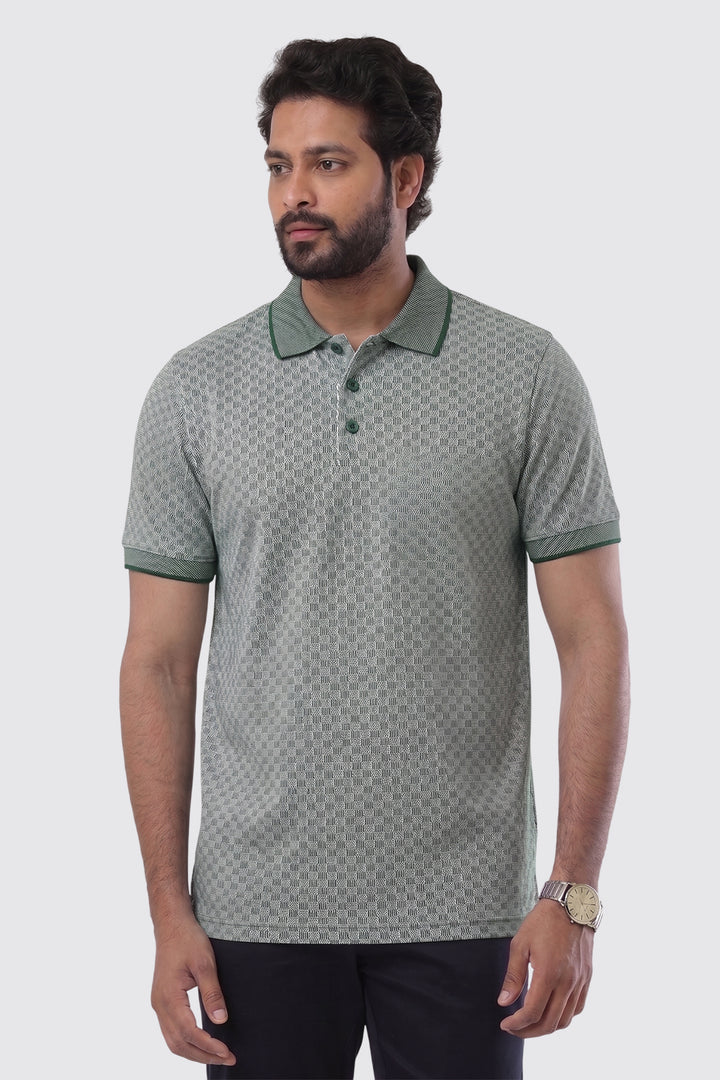 Casual Micro Pattern Polo T-Shirt for Men