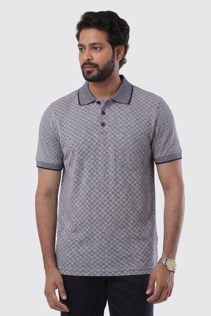 Navy Blue Micro Pattern T-Shirt for Men