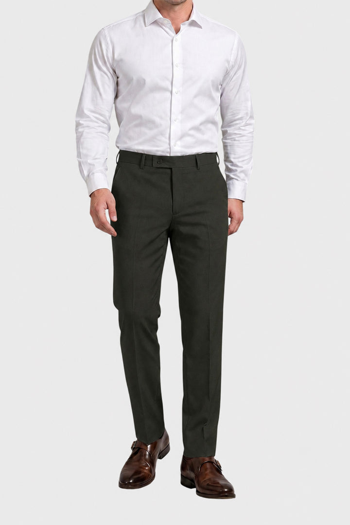 Auto Flex - Dark Olive Green Stretchable Formal Trousers For Men | Ariser