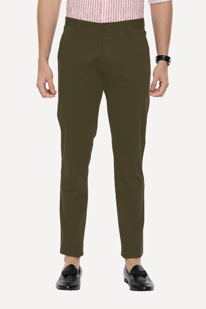 Bronx Chinos -  Army Green Cotton Lycra Trouser | TR15005