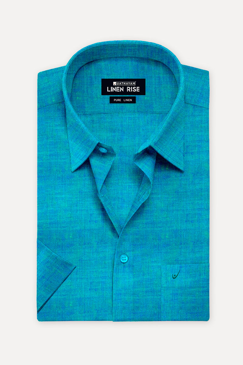 Sky Blue Green - Pure Linen Color Shirts - LC20007