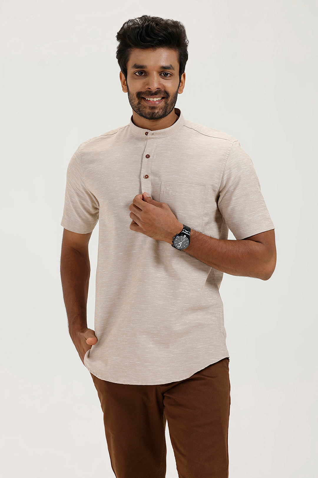Uathayam light Beige  short kurta for men