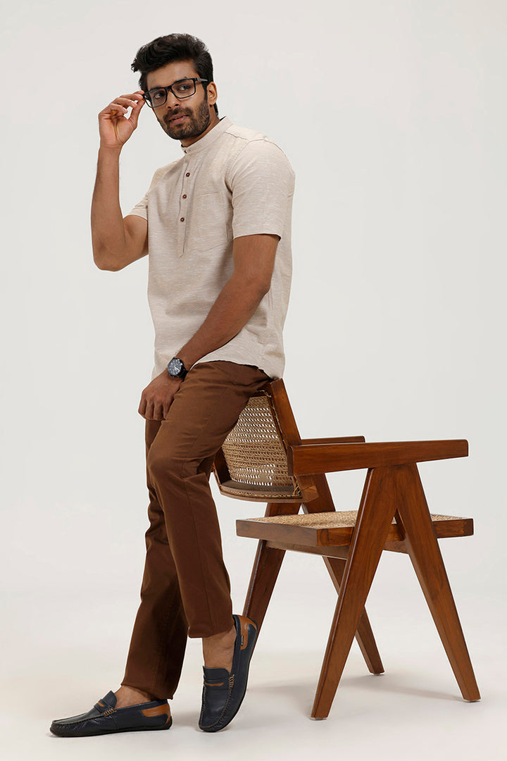 Uathayam men’s stylish Beige cotton kurta