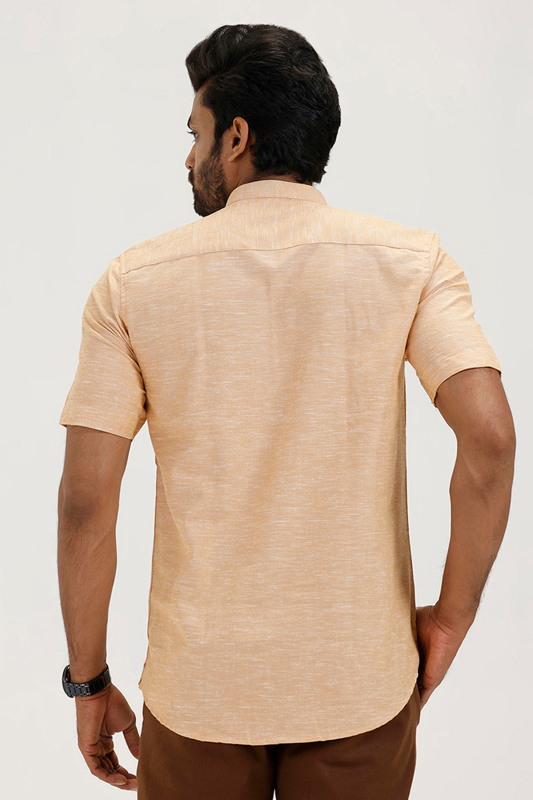 Sand beige casual kurta for men by Uathayam