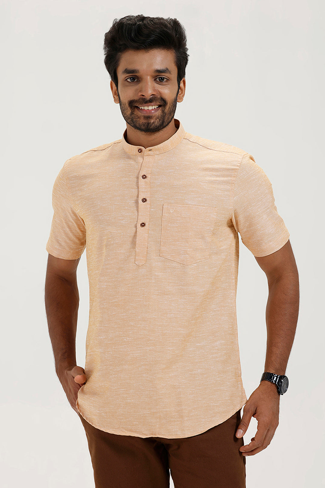 Uathayam sand beige short kurta for men