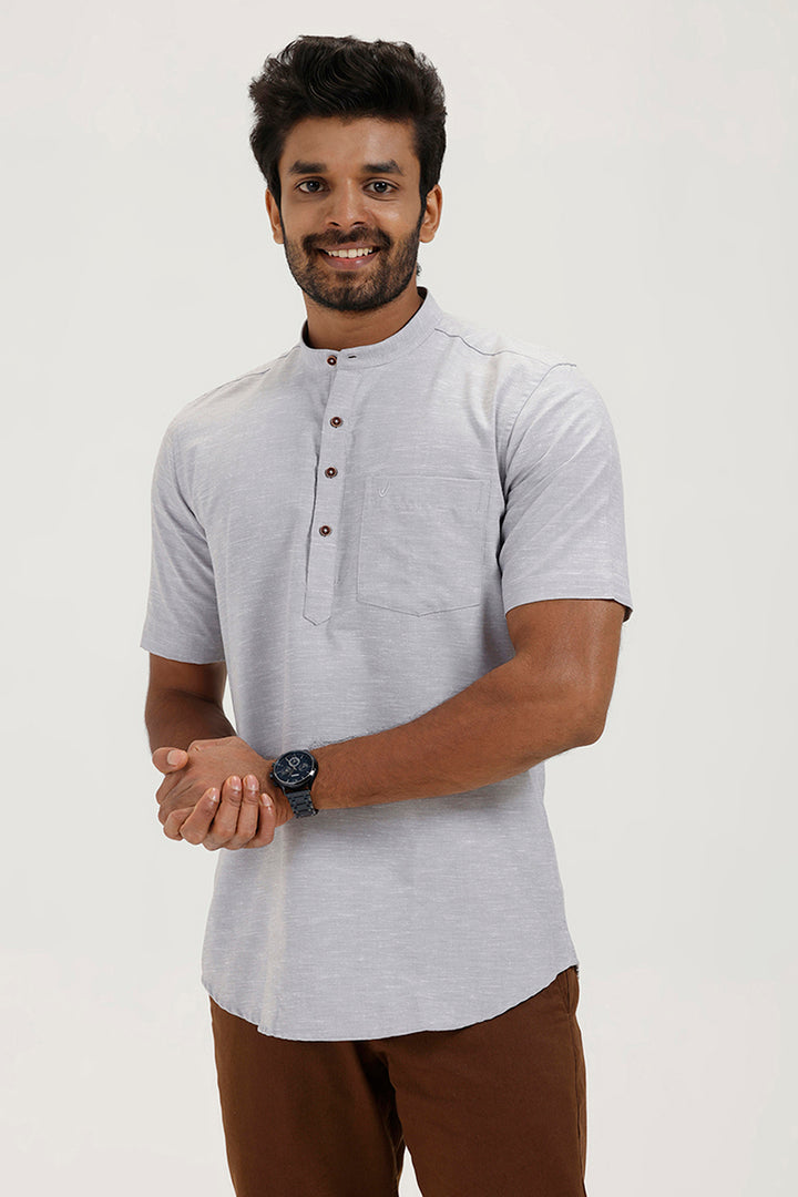 Uathayam misty gray short kurta for men