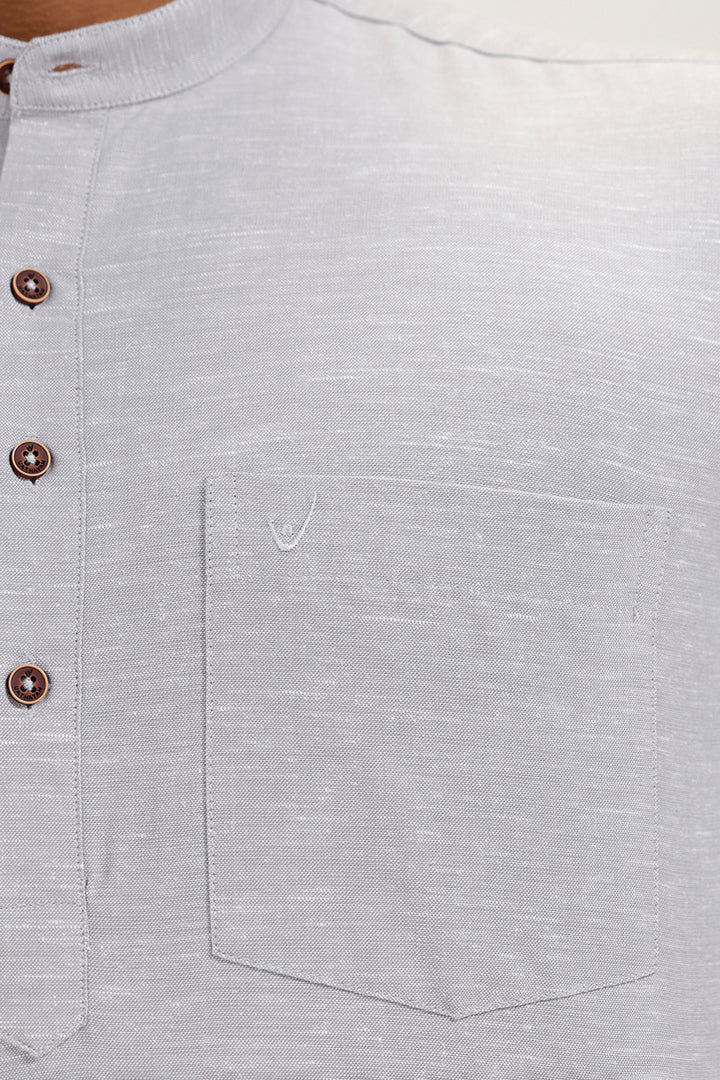 Vibe gray cotton short kurta for men