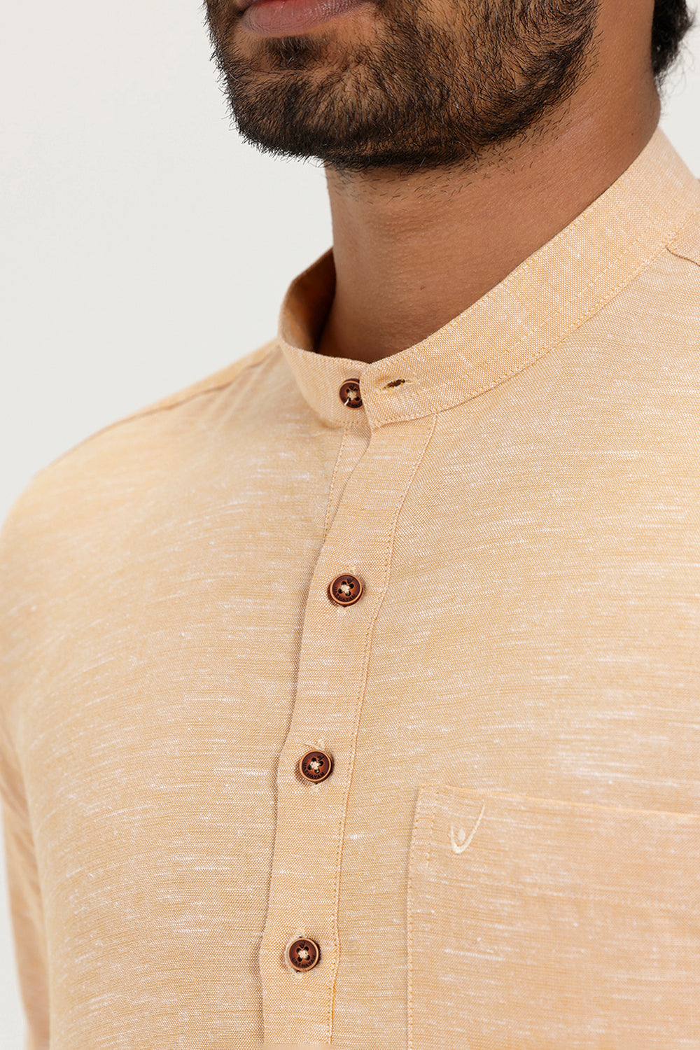 Men’s short kurta in sand beige color