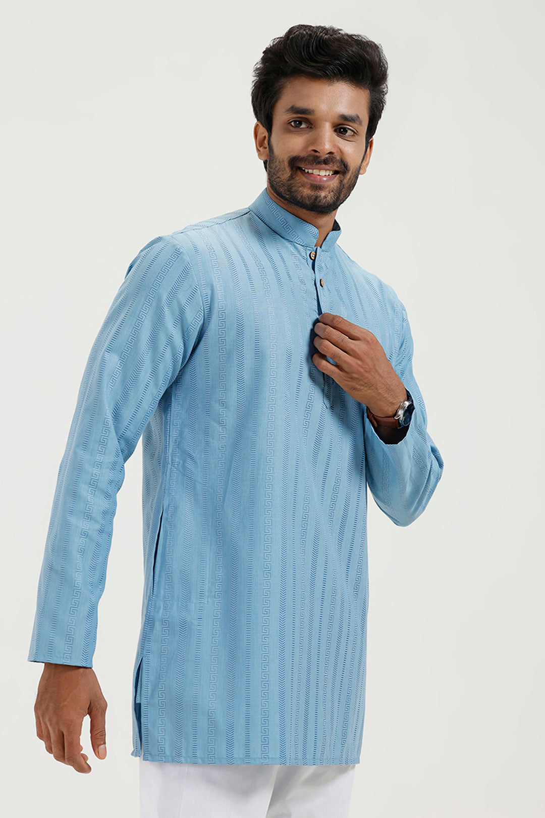 Aztel - Sky Blue Short Kurta for Men | Uathayam