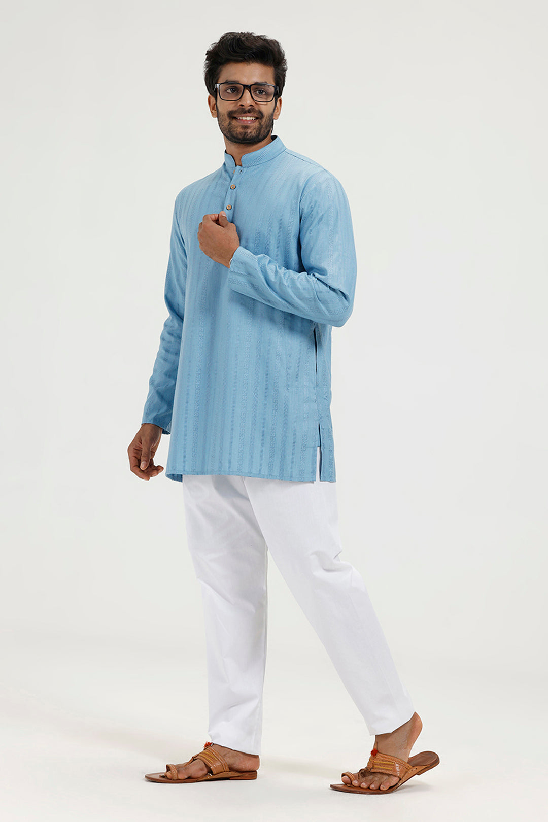 Aztel - Sky Blue Short Kurta for Men | Uathayam