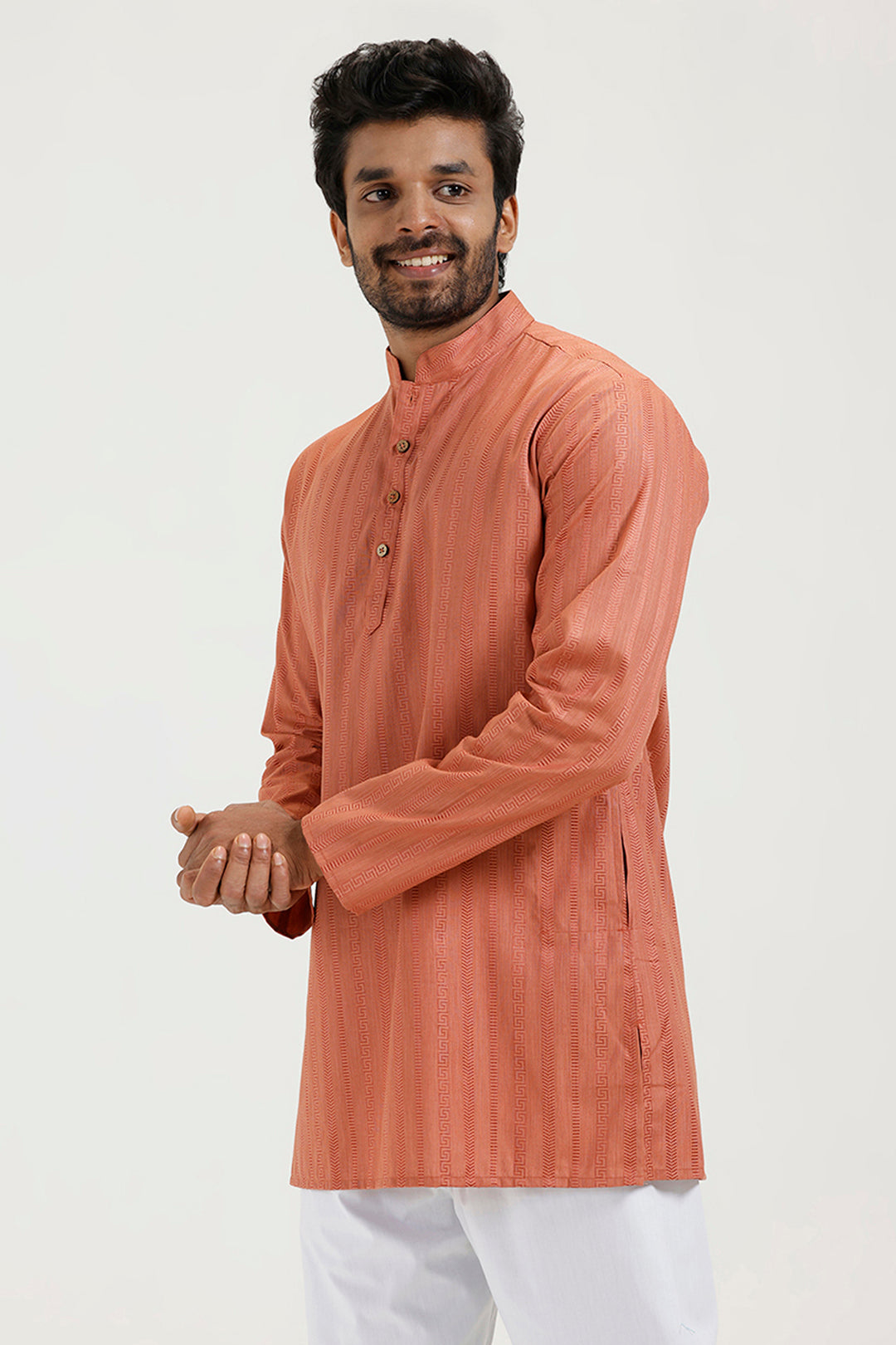 Aztel - Burnt Orange Short Kurta for Men | Uathayam