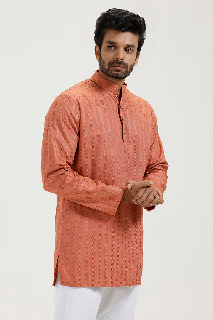 Aztel - Burnt Orange Short Kurta for Men | Uathayam