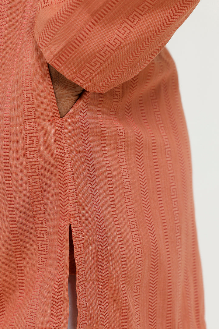 Aztel - Burnt Orange Short Kurta for Men | Uathayam