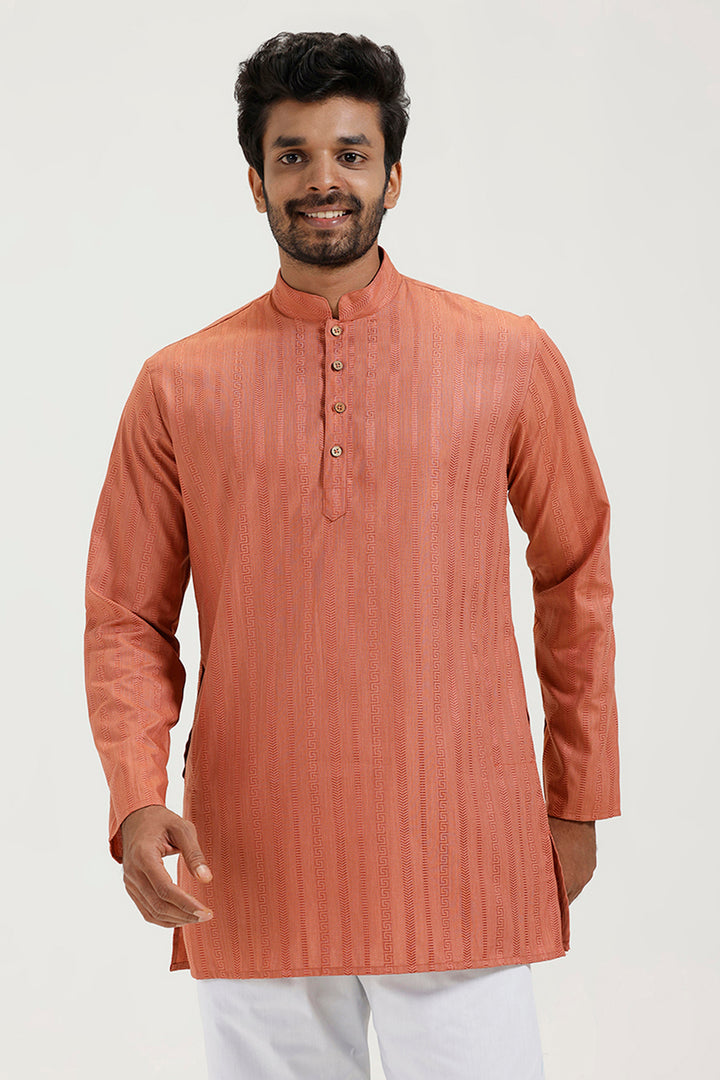Aztel - Burnt Orange Short Kurta for Men | Uathayam