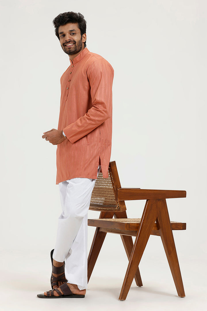 Aztel - Burnt Orange Short Kurta for Men | Uathayam