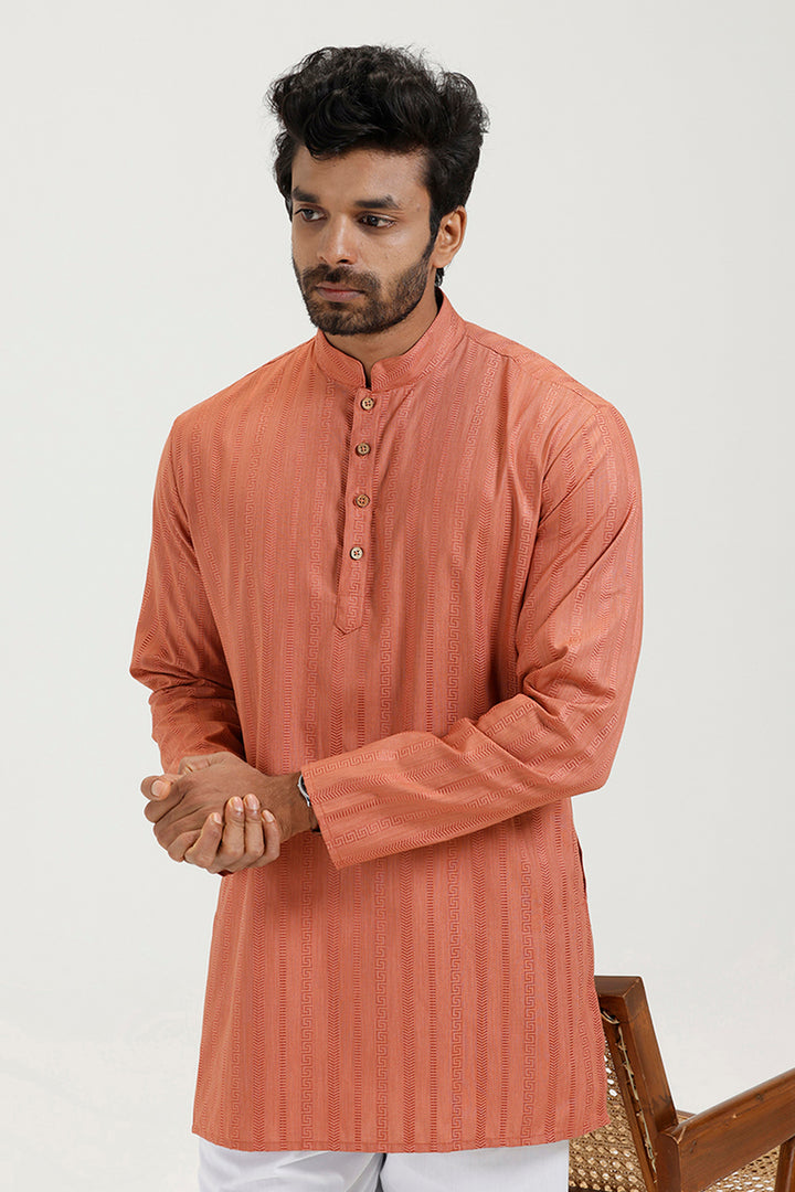 Aztel - Burnt Orange Short Kurta for Men | Uathayam