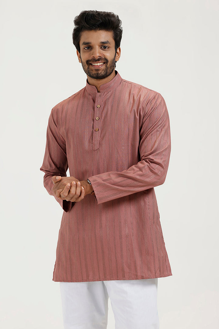 Aztel - Dusty Rose Short Kurta for Men | Uathayam