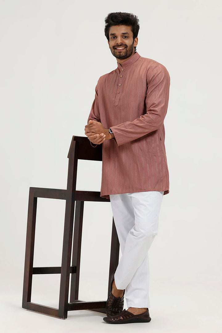 Aztel - Dusty Rose Short Kurta for Men | Uathayam