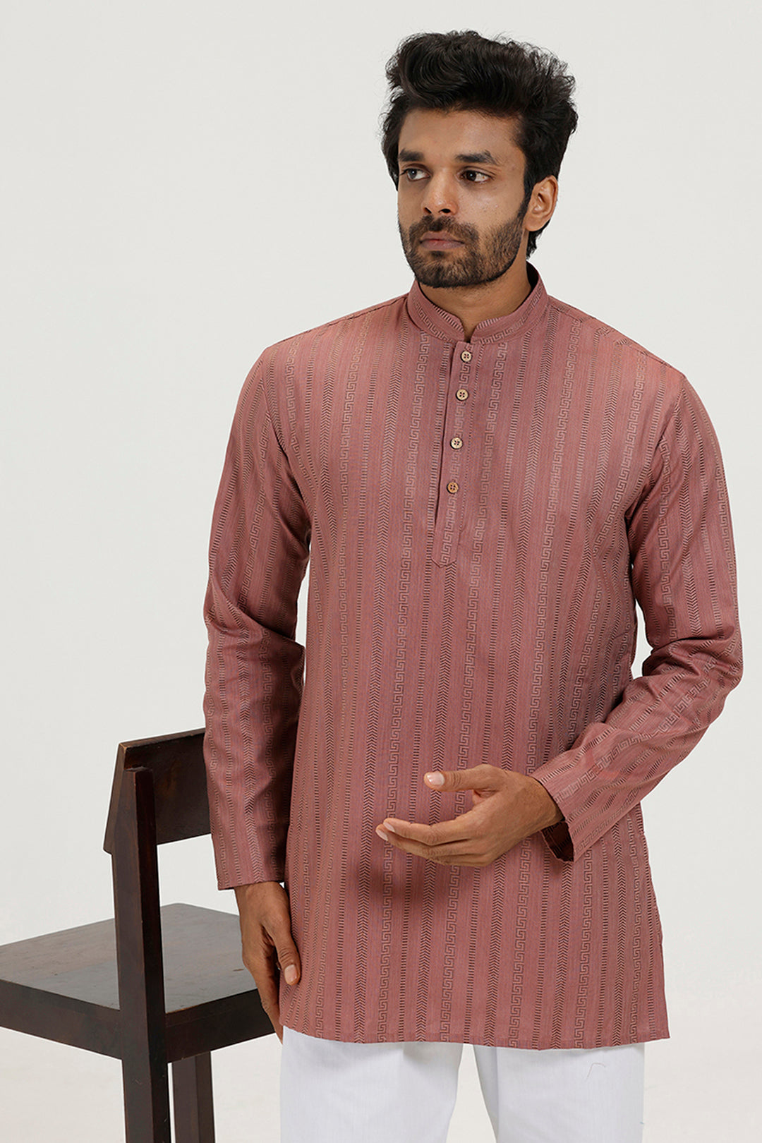 Aztel - Dusty Rose Short Kurta for Men | Uathayam