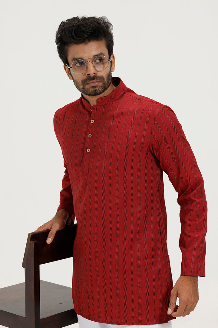 Aztel - Classic Red Short Kurta for Men | Uathayam