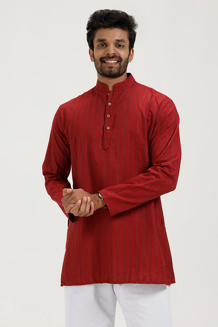 Aztel - Classic Red Short Kurta for Men | Uathayam